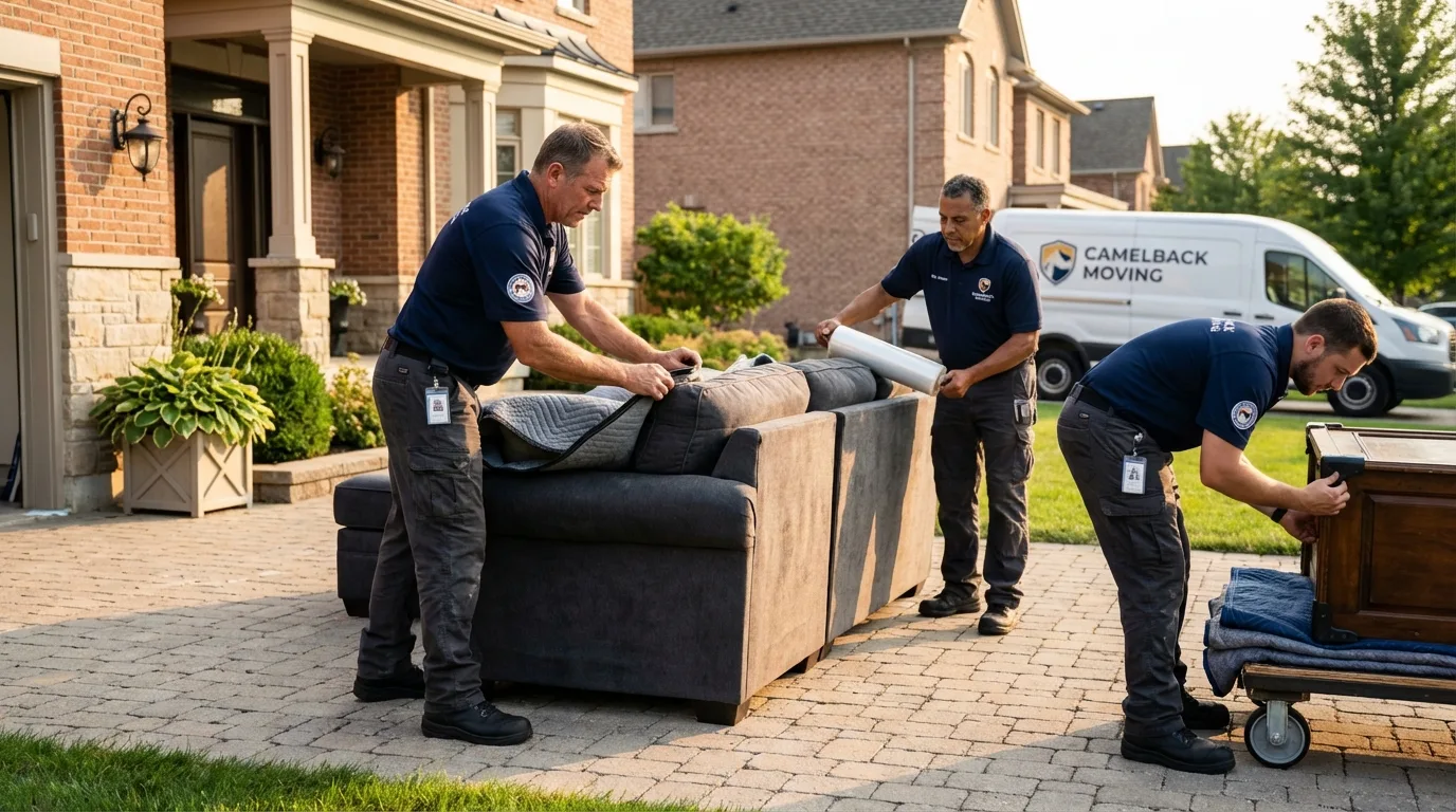 Large estate moving crew wrapping furniture in Ocala, FL