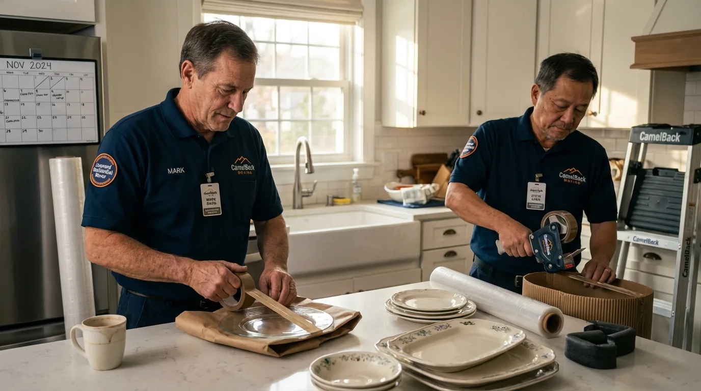 Professional crew packing kitchen dishware in Ocala, FL